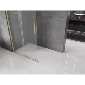 MEXEN/S - Velar Sprchová zástena posuvná Walk-in 70 x 200, dekor 8 mm, zlato kefovaná 871-070-000-33-55
