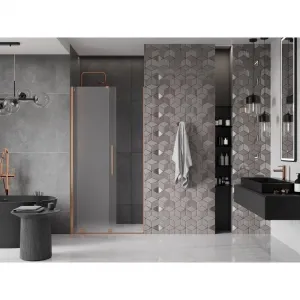MEXEN/S - Velár posuvné sprchové dvere 110, dekor, meď kartáčovaná 871-110-000-31-65