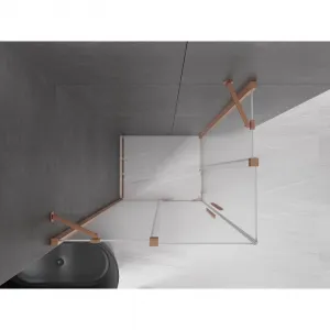 MEXEN/S - Velar Duo sprchovací kút, posuvné dvere 100 x 90, dekor, meď kartáčovaná 871-100-090-32-65