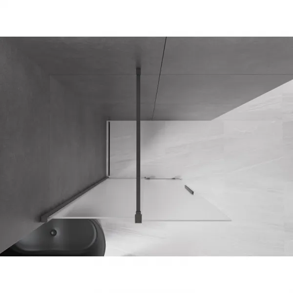 MEXEN/S - Velar Sprchová zástena posuvná Walk-in 70 x 200, dekor 8 mm, grafit metal 871-070-000-33-95