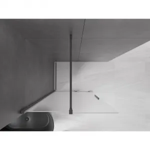 MEXEN/S - Velar Sprchová zástena posuvná Walk-in 70 x 200, dekor 8 mm, grafit metal 871-070-000-33-95
