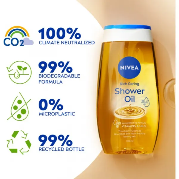 NIVEA Rich Care sprchový olej pre suchú pokožku 3 x 200 ml
