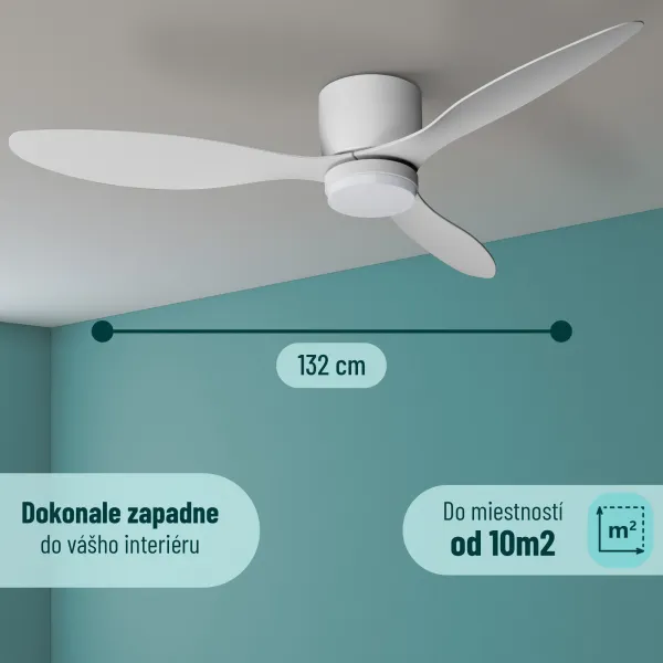 Noaton 11132WW Fornax, biela, stropný ventilátor so svetlom