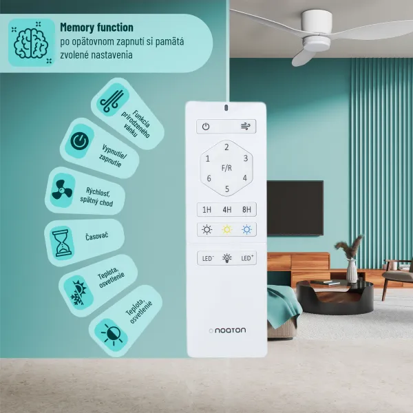 Noaton 11132WW Fornax, biela, stropný ventilátor so svetlom