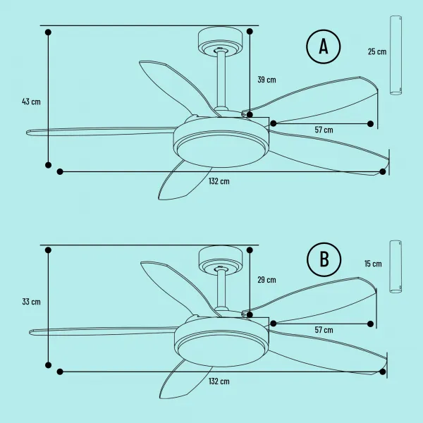 Noaton 12132WWB Maia, biela a javor, stropný ventilátor so svetlom