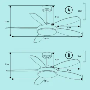 Noaton 12132WWB Maia, biela a javor, stropný ventilátor so svetlom