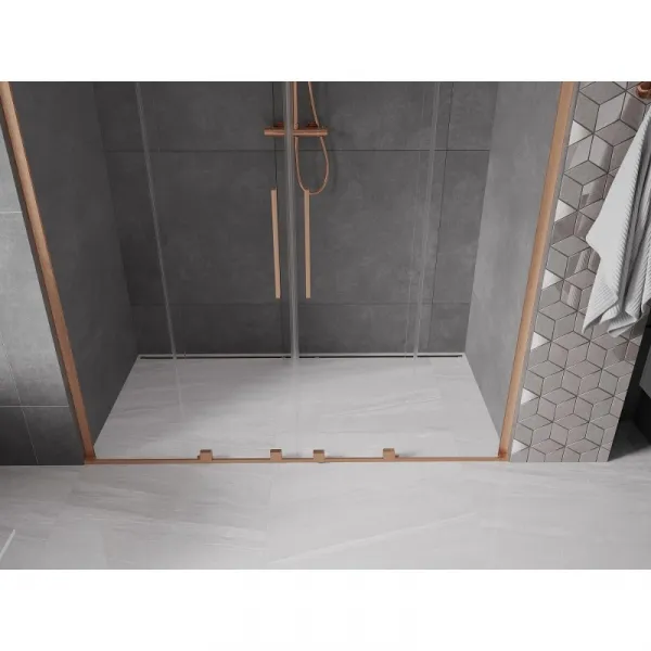 MEXEN/S - Velar L Duo posuvné sprchové dvere 200, transparent, meď kartáčovaná 871-200-003-02-65