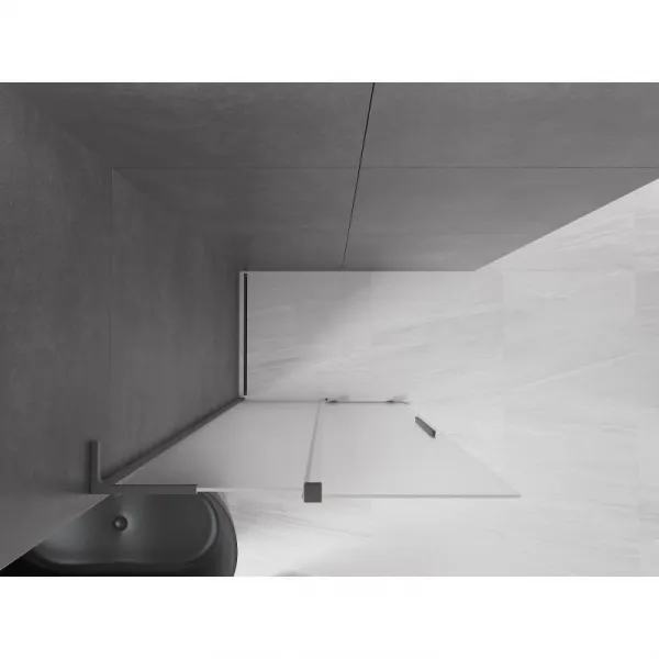 MEXEN/S - Velar L Sprchová zástena posuvná Walk-in 110 x 200, dekor 8 mm, grafit metal 871-110-003-33-95