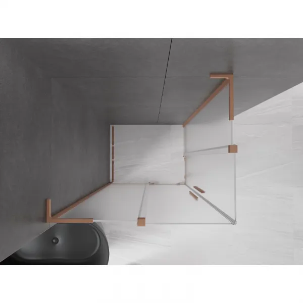 MEXEN/S - Velar L Duo sprchovací kút, posuvné dvere 90 x 80, dekor, meď kartáčovaná 871-090-080-02-33-65