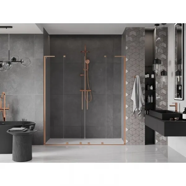 MEXEN/S - Velar L Duo posuvné sprchové dvere 200, transparent, meď kartáčovaná 871-200-003-02-65