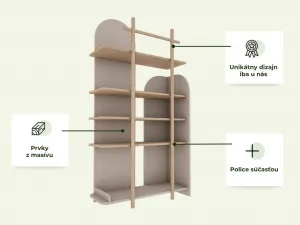 Dizajnový úložný regál BLOOM s policami