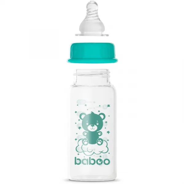 Baboo Anti-colic Glass Feeding Bottle Narrow Neck sklenená dojčenská fľaša 0m+ 120 ml