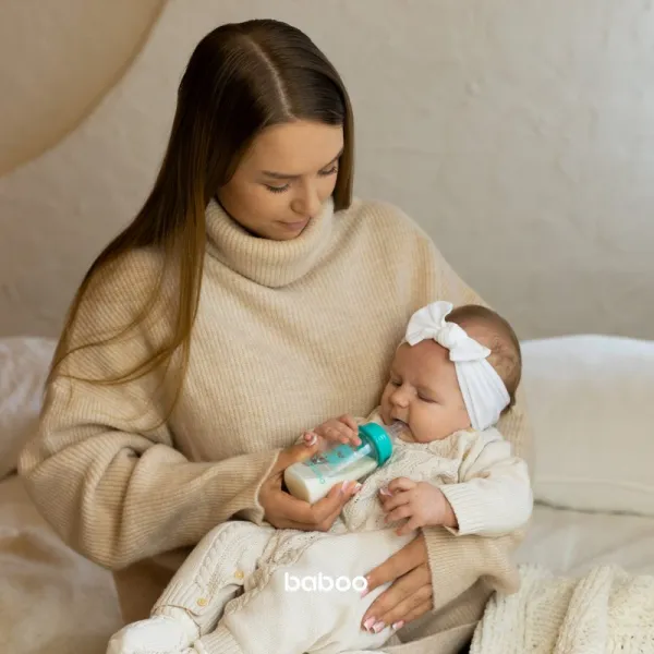 Baboo Anti-colic Glass Feeding Bottle Narrow Neck sklenená dojčenská fľaša 0m+ 120 ml