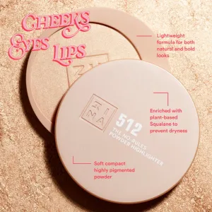 3INA The No-Rules Powder multifunkčné líčidlo na oči, pery a tvár odtieň 512 - Soft pearly gold, highlighter 8 g