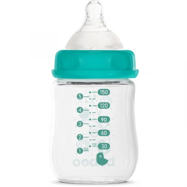 Baboo Anti-colic Glass Feeding Bottle Wide Neck sklenená dojčenská fľaša 0m+ 150 ml