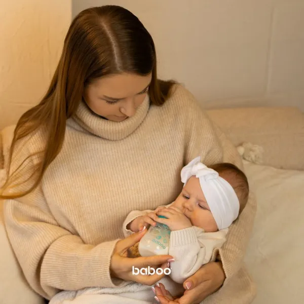 Baboo Anti-colic Glass Feeding Bottle Wide Neck sklenená dojčenská fľaša 3m+ 250 ml