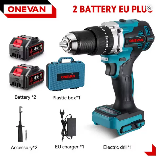Najvýkonnejšia v našej ponuke ONEVAN 200 Nm 13mm bezuhlíková elektrická vŕtačka masívny skrutkovač vhodná pre batériu Makita 18V Batéria: Bez batéria