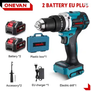 Najvýkonnejšia v našej ponuke ONEVAN 200 Nm 13mm bezuhlíková elektrická vŕtačka masívny skrutkovač vhodná pre batériu Makita 18V Batéria: Bez batéria
