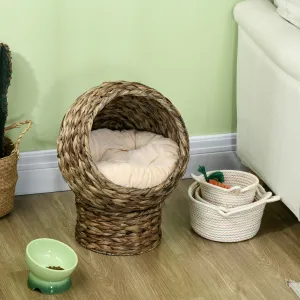 PAWHUT Ratanový pelech pre mačky BALL 42 x 33 x 52 cm tmavohnedý