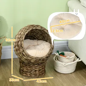 PAWHUT Ratanový pelech pre mačky BALL 42 x 33 x 52 cm tmavohnedý