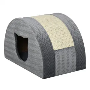 PAWHUT Pelech pre mačky so škrabadlom BOW 49 x 30 x 30 cm sivá