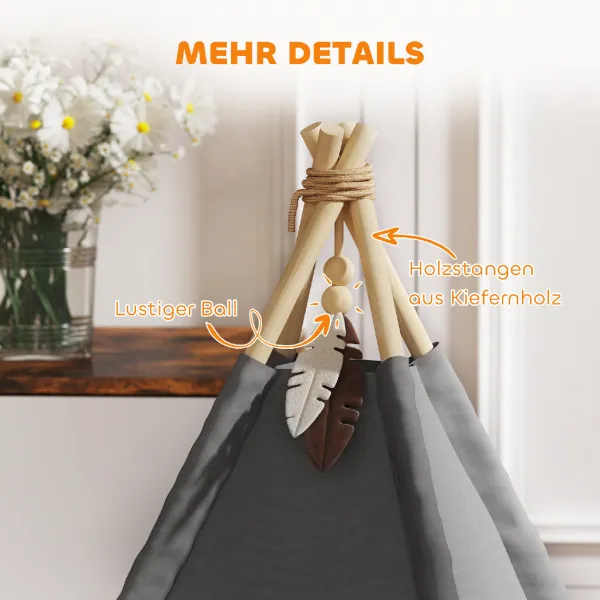 PAWHUT Pelech pre mačky TEEPEE 60 x 60 x 76 cm sivý