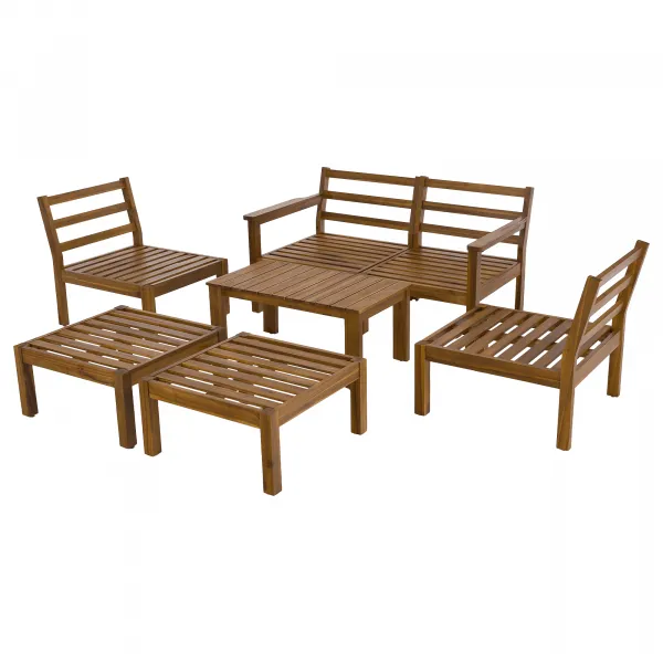 Záhradný set, akáciové drevo, svetlosivá/prírodná, VALDEZ
