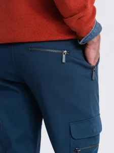Trendy jogger kapsáčové nohavice pre pánov tmavomodré