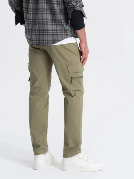 Trendy jogger kapsáčové nohavice pre pánov olivové
