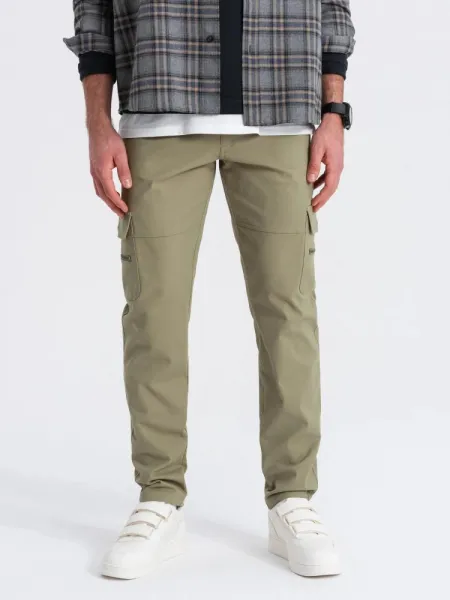 Trendy jogger kapsáčové nohavice pre pánov olivové