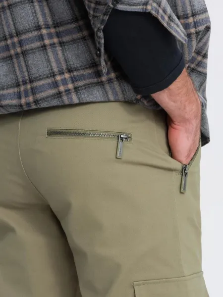 Trendy jogger kapsáčové nohavice pre pánov olivové