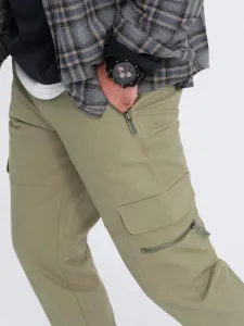 Trendy jogger kapsáčové nohavice pre pánov olivové