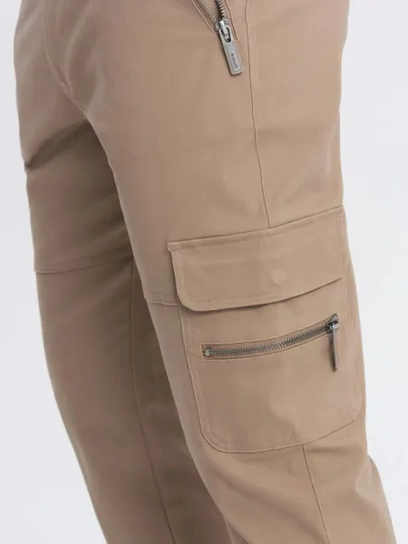 Trendy jogger kapsáčové nohavice pre pánov hnedé