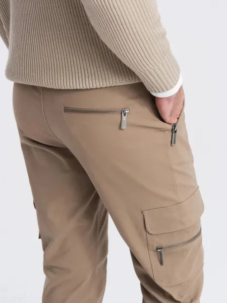 Trendy jogger kapsáčové nohavice pre pánov hnedé