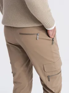 Trendy jogger kapsáčové nohavice pre pánov hnedé