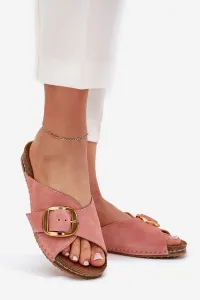 Kožené sandále so zlatou sponou Maciejka