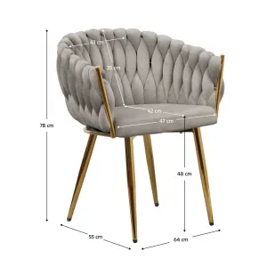 Jedálenské kreslo, sivohnedá Taupe Velvet látka/gold chróm zlatý, DEILA