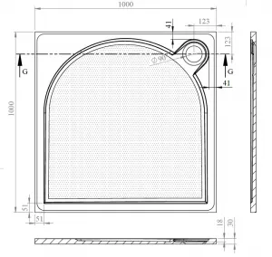 GELCO - LARCA sprchová vanička z liateho mramoru, štvorec 100x100x3cm PL001