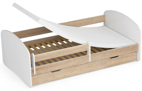 Ak furniture Detská posteľ SMILE 180x90 bielá/dub sonoma