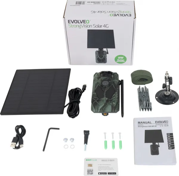 EVOLVEO StrongVision Solar 4G, fotopast se 4G, Aplikací a solárním panelem