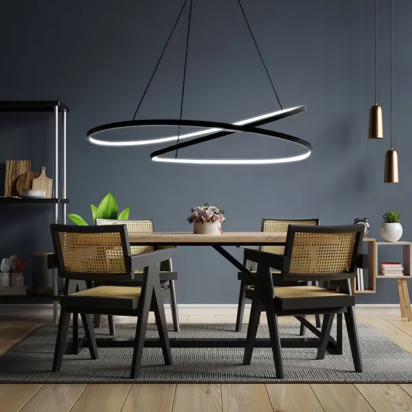 DECOREUM Dekoratívna LED závesná lampa 122w čierna DL-I09 + diaľkové ovládanie MONA XL