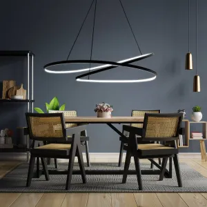 DECOREUM Dekoratívna LED závesná lampa 122w čierna DL-I09 + diaľkové ovládanie MONA XL