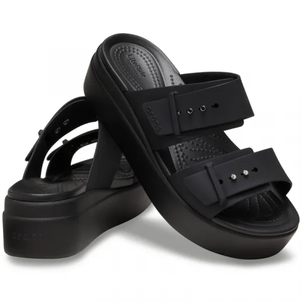 Dámske sandále na platforme (módna obuv) CROCS Brooklyn Buckle Low Wedge W black