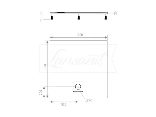 Lansanit Sprchová vanička LUX 1000x1000 mm LANLUX100C