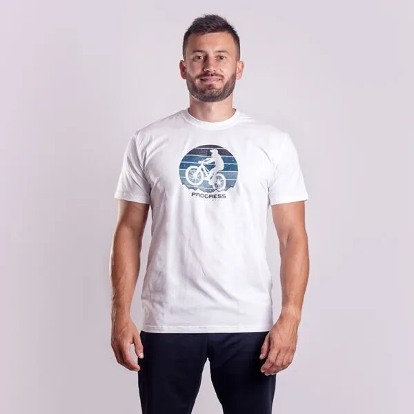 PROGRESS BARBAR BIKER Pánske bambusové tričko, biela, veľkosť
