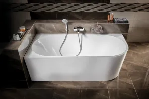 AQUALINE - TIBERA L rohová stojaca vaňa 170x80cm, biela E1026