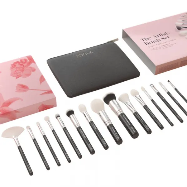ZOEVA The Artists Brush Set Silver Sada štetcov s taštičkou 1 ks
