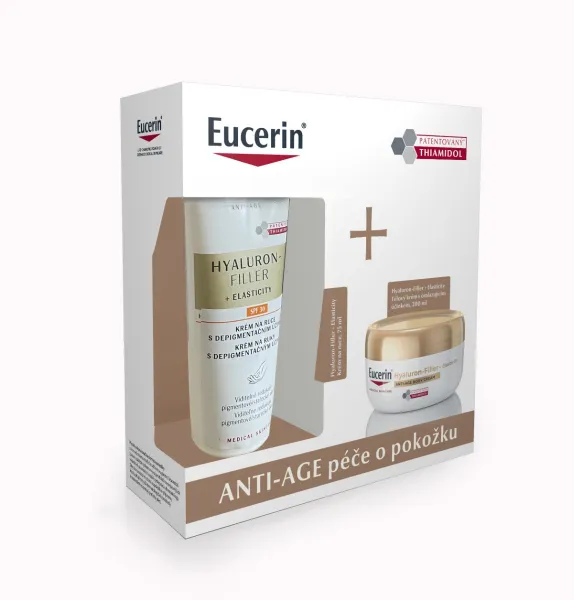 Eucerin kazeta HYALURON-FILLER + ELASTICITY Krém na ruky + Telový krém s omladzujúcim účinkom