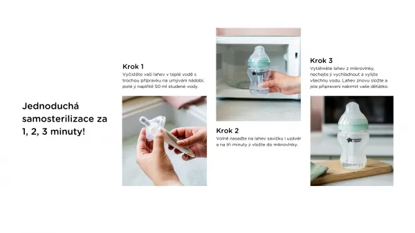 Tommee Tippee Natural Start Anti-Colic samosterilizačná dojčenská fľaša Slow Flow 0m+ 150 ml