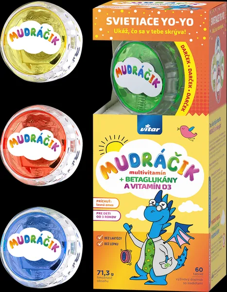 VITAR Mudráčik multivitamín + betaglukány 60 tabliet + DARČEK yo-yo